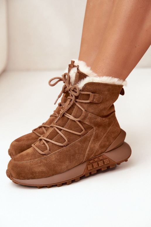 Women's Suede Snow Boots With Fur Big Star SS274318 Brown Women's Suede Snow Boots With Fur Big Star SS274318 Brown