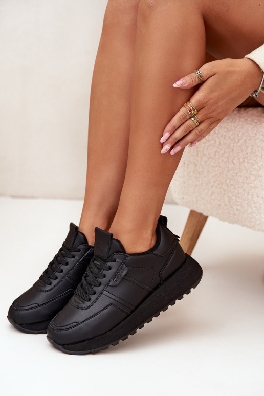 Women's Leather Sneakers On Platform Big Star OO274573 Hi-Poly System Black Women's Leather Sneakers On Platform Big Star OO274573 Hi-Poly System Black