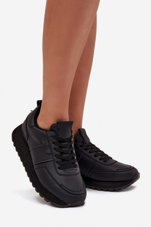 Women's Leather Sneakers On Platform Big Star OO274573 Hi-Poly System Black Women's Leather Sneakers On Platform Big Star OO274573 Hi-Poly System Black