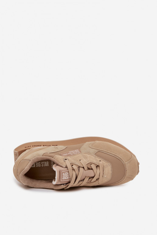 Skórzane Sneakersy Męskie Big Star OO174298 Hi-Poly System Beżowe