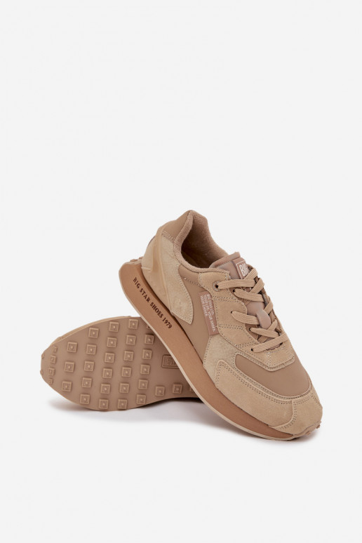 Skórzane Sneakersy Męskie Big Star OO174298 Hi-Poly System Beżowe