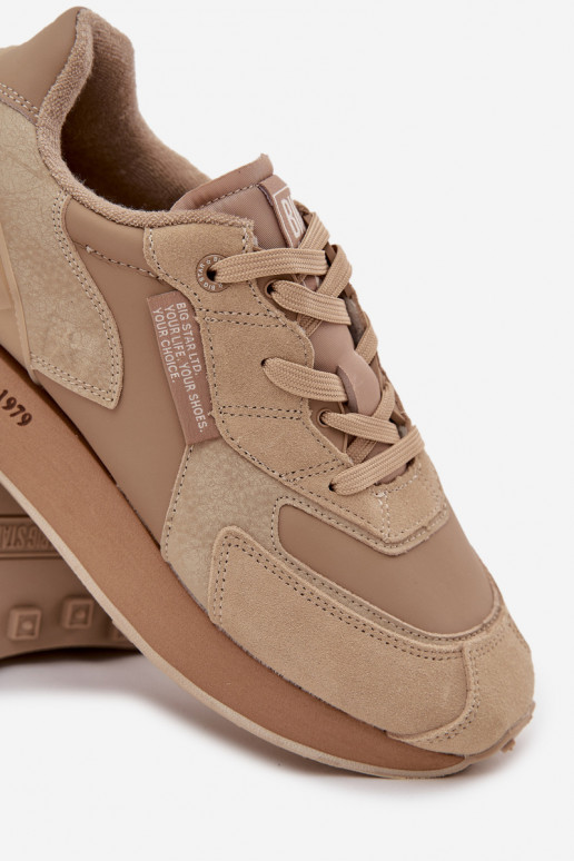 Leather Men's Sneakers Big Star OO174298 Hi-Poly System Beige