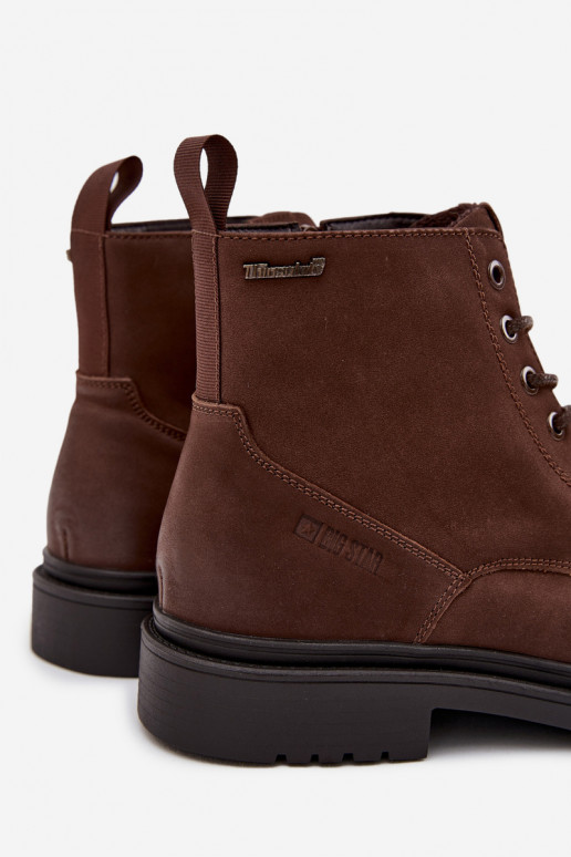 Suede Warm Ankle Boots For Men With Zipper Big Star OO174229 Brown