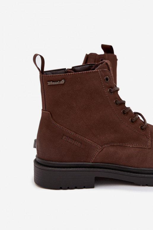 Suede Warm Ankle Boots For Men With Zipper Big Star OO174229 Brown