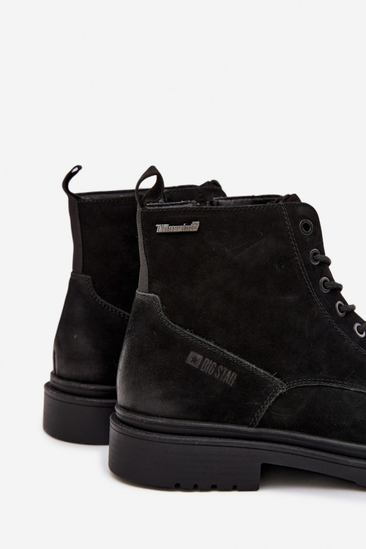 Leather Insulated Men's Ankle Boots With Zipper Big Star OO174148 Black