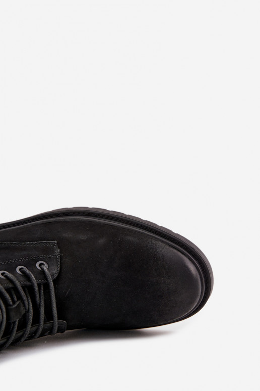 Leather Insulated Men's Ankle Boots With Zipper Big Star OO174148 Black