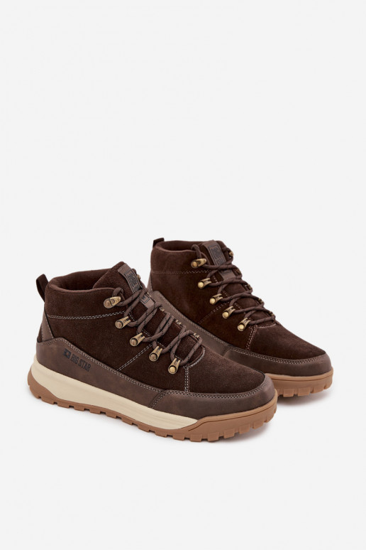 Zamszowe Buty Trekkingowe Męskie Big Star SS174263 Brązowe