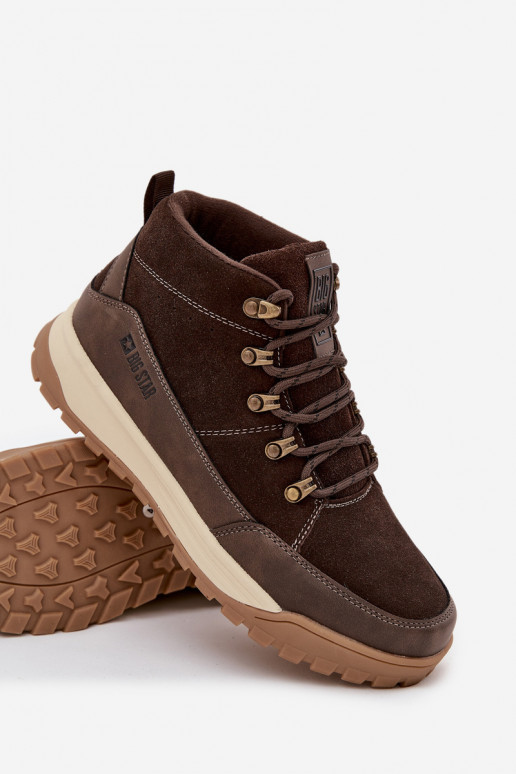 Zamszowe Buty Trekkingowe Męskie Big Star SS174263 Brązowe