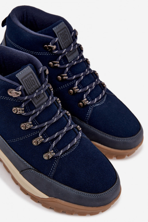 Zamszowe Buty Trekkingowe Męskie Big Star SS174264 Granatowe