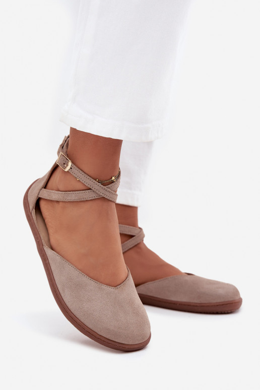 Women's Suede Ballet Flats Barefoot With Straps Zazoo 191 Gray Women's Suede Ballet Flats Barefoot With Straps Zazoo 191 Gray