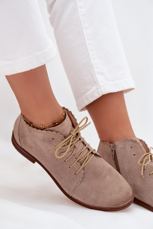 Suede Flat Heel Ankle Boots Cappuccino Zazoo 4078 Suede Flat Heel Ankle Boots Cappuccino Zazoo 4078