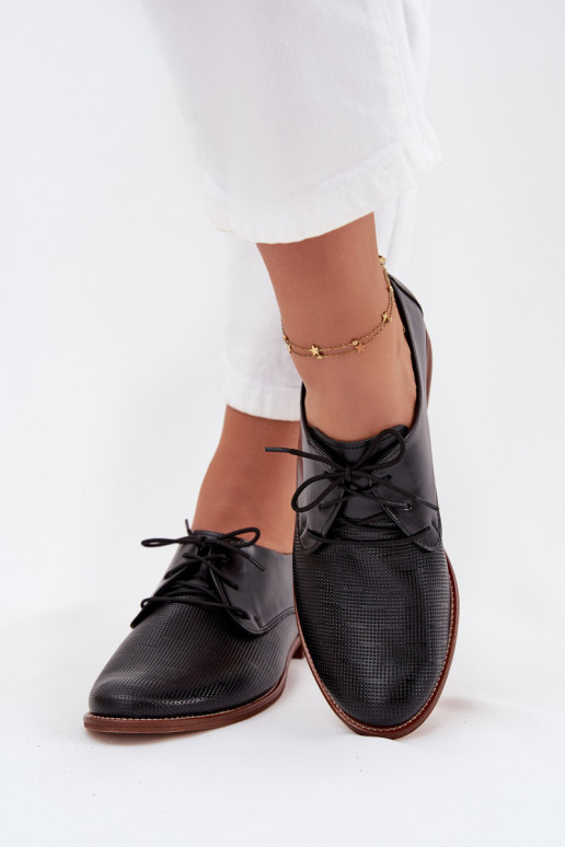 Women's Leather Elegant Lace-up Shoes Zazoo 4238 Black Women's Leather Elegant Lace-up Shoes Zazoo 4238 Black