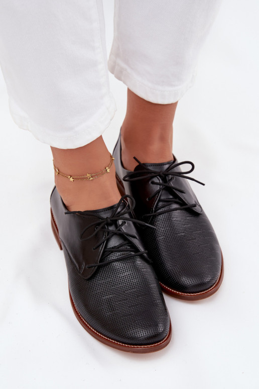Women's Leather Elegant Lace-up Shoes Zazoo 4238 Black Women's Leather Elegant Lace-up Shoes Zazoo 4238 Black