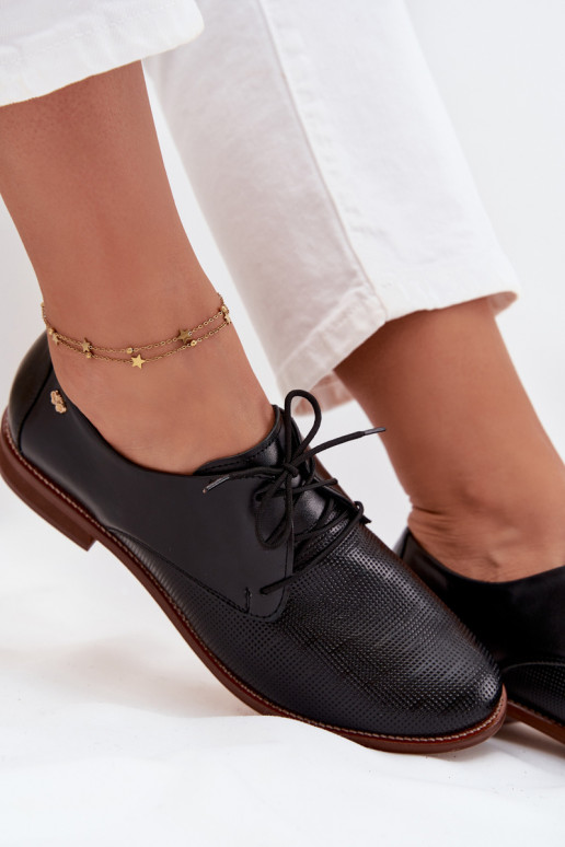 Women's Leather Elegant Lace-up Shoes Zazoo 4238 Black Women's Leather Elegant Lace-up Shoes Zazoo 4238 Black