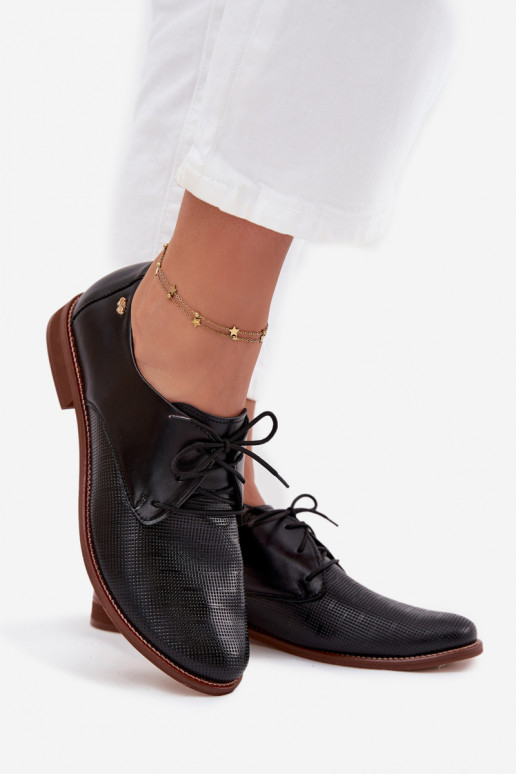 Women's Leather Elegant Lace-up Shoes Zazoo 4238 Black Women's Leather Elegant Lace-up Shoes Zazoo 4238 Black