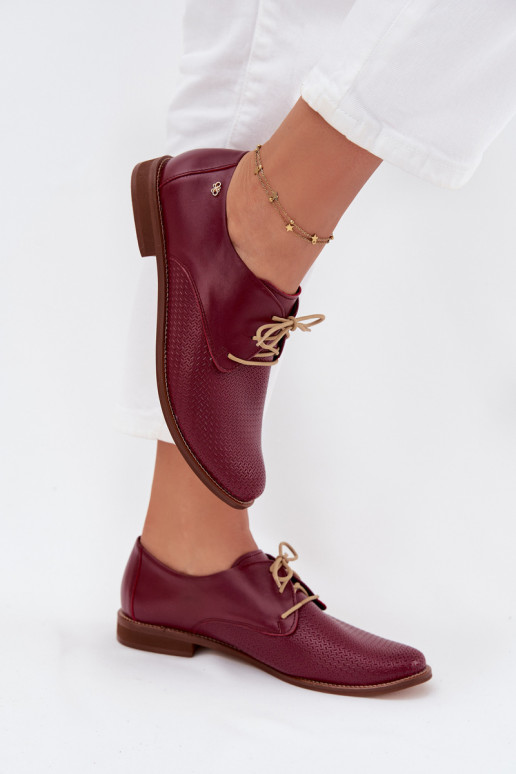 Women's Leather Elegant Lace-up Shoes Zazoo 4238 Bordeaux Women's Leather Elegant Lace-up Shoes Zazoo 4238 Bordeaux