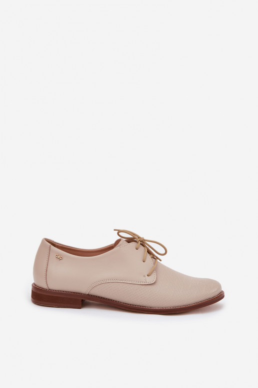 Women's Leather Elegant Lace-Up Shoes Zazoo 4238 Beige Women's Leather Elegant Lace-Up Shoes Zazoo 4238 Beige