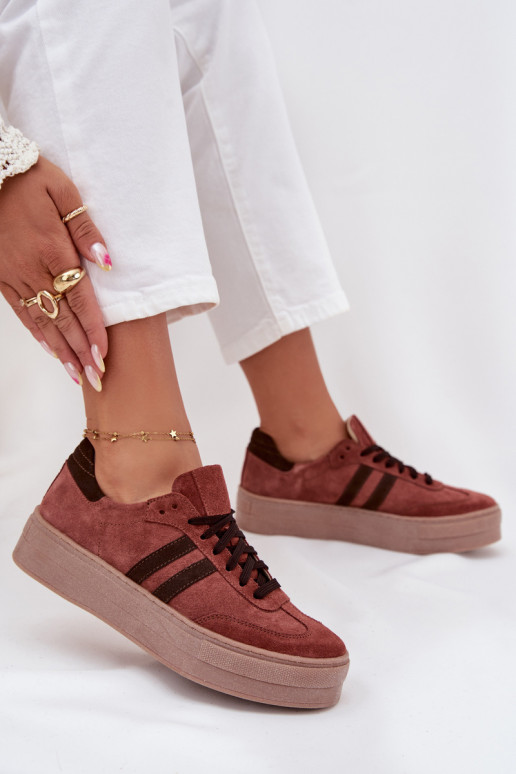 Women's Suede Sneakers on Platform Zazoo N1068S2 Brown Women's Suede Sneakers on Platform Zazoo N1068S2 Brown