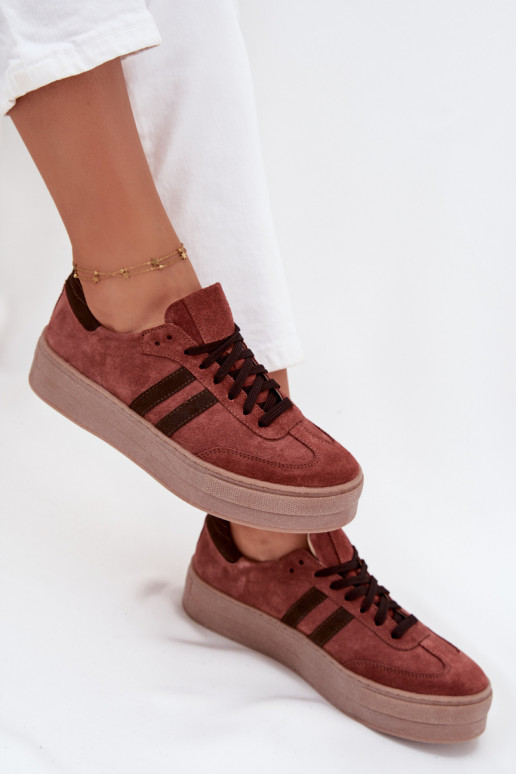 Women's Suede Sneakers on Platform Zazoo N1068S2 Brown Women's Suede Sneakers on Platform Zazoo N1068S2 Brown
