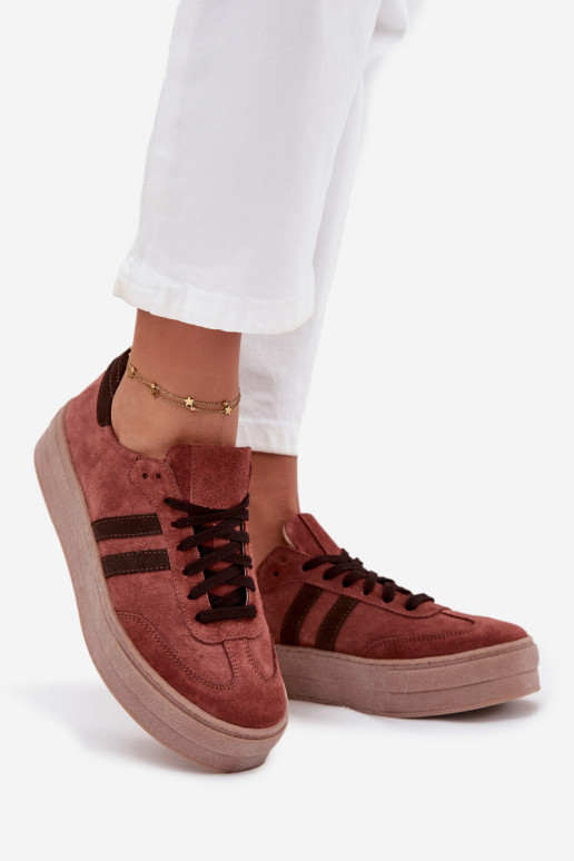 Women's Suede Sneakers on Platform Zazoo N1068S2 Brown Women's Suede Sneakers on Platform Zazoo N1068S2 Brown