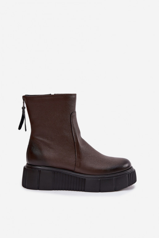 Zazoo 60369 Women's Leather Platform Ankle Boots Chocolate Zazoo 60369 Women's Leather Platform Ankle Boots Chocolate