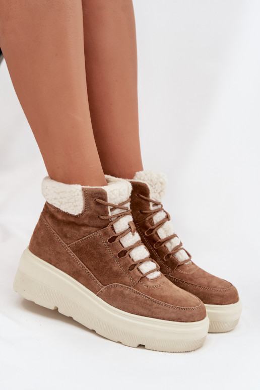 Suede Women's Snow Boots with Fur on Platform Vinceza 95354 Camel Suede Women's Snow Boots with Fur on Platform Vinceza 95354 Camel