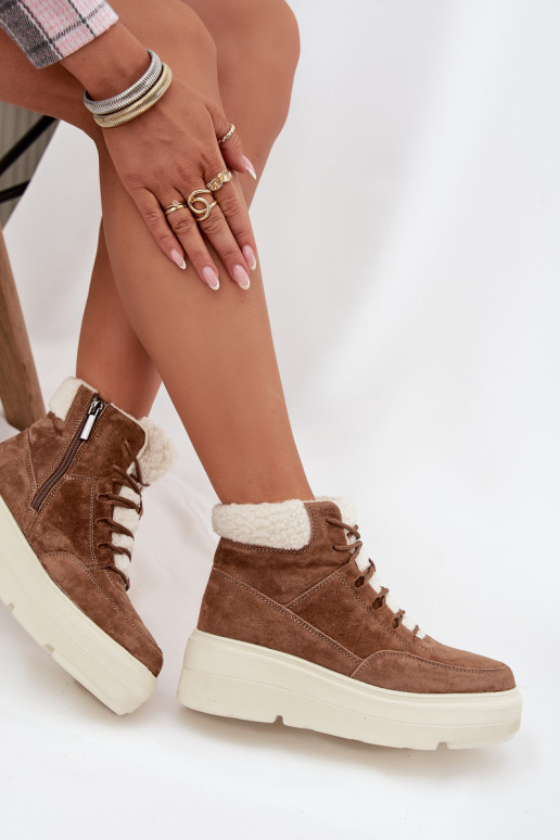 Suede Women's Snow Boots with Fur on Platform Vinceza 95354 Camel Suede Women's Snow Boots with Fur on Platform Vinceza 95354 Camel