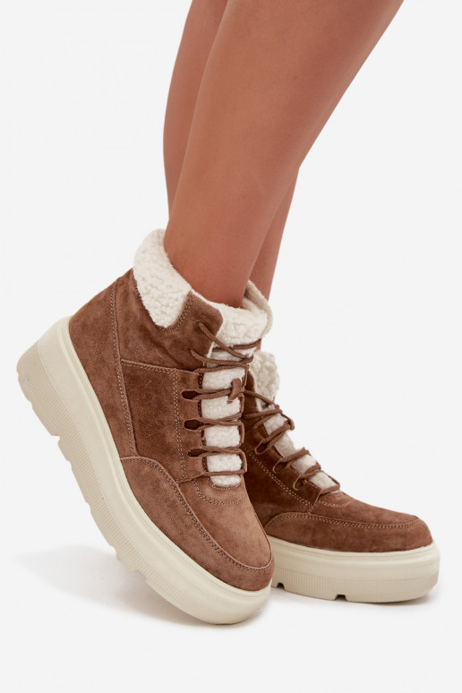 Suede Women's Snow Boots with Fur on Platform Vinceza 95354 Camel Suede Women's Snow Boots with Fur on Platform Vinceza 95354 Camel