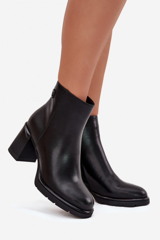 Leather Women's Ankle Boots On Heel Black Julissa Leather Women's Ankle Boots On Heel Black Julissa