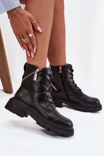 Leather Work Boots Women's Insulated Big Star SS274452 Black