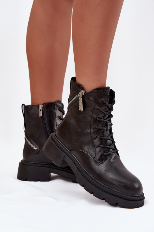 Leather Work Boots Women's Insulated Big Star SS274452 Black Leather Work Boots Women's Insulated Big Star SS274452 Black