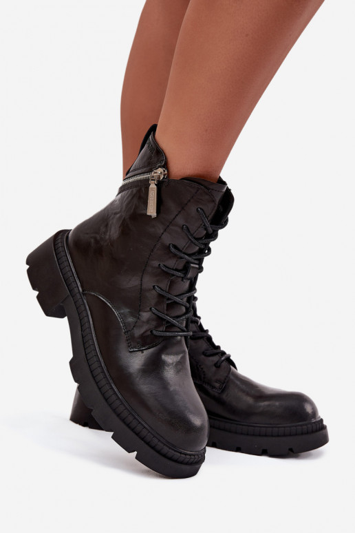 Leather Work Boots Women's Insulated Big Star SS274452 Black Leather Work Boots Women's Insulated Big Star SS274452 Black