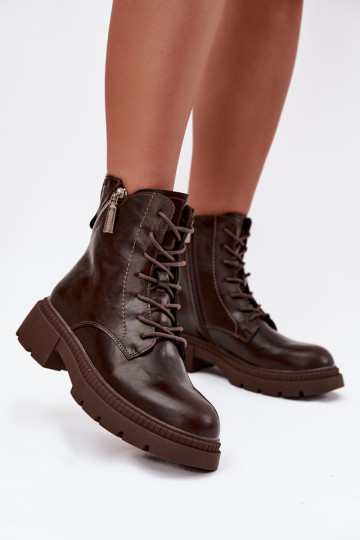 Leather Women's Work Boots Lined Big Star SS274453 Brown 2