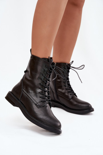 Leather Insulated Ladies Ankle Boots Workery Big Star SS274480 Black 2