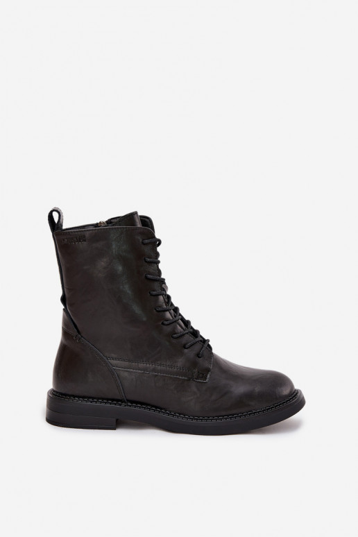 Leather Insulated Ladies Ankle Boots Workery Big Star SS274480 Black Leather Insulated Ladies Ankle Boots Workery Big Star SS274480 Black