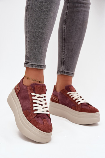 Suede Sneakers on Chunky Platform Zazoo N1270S3 Purple 2