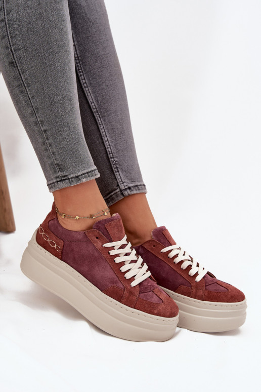 Suede Sneakers on Chunky Platform Zazoo N1270S3 Purple Suede Sneakers on Chunky Platform Zazoo N1270S3 Purple