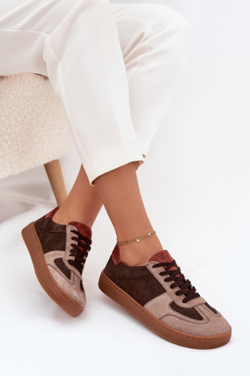 Leather Suede Barefoot Sneakers Women's Zazoo N1277 Brown