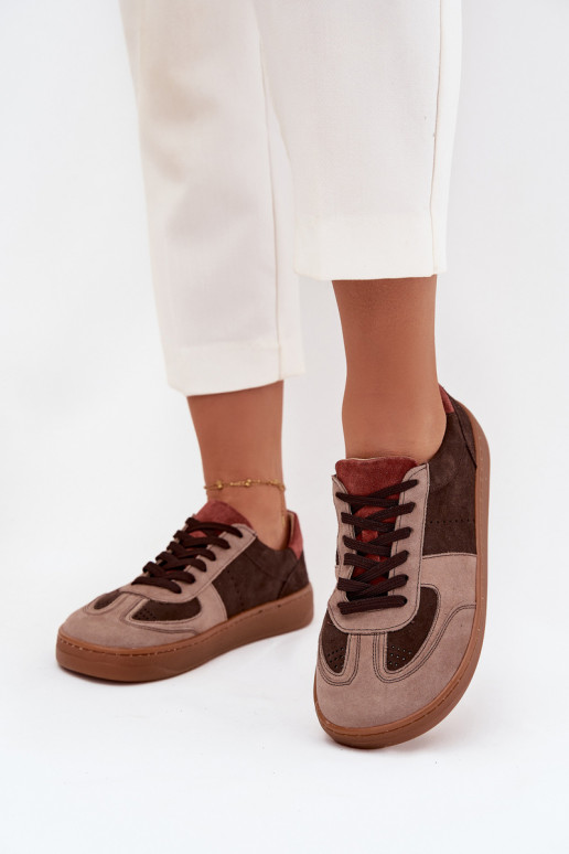 Leather Suede Barefoot Sneakers Women's Zazoo N1277 Brown Leather Suede Barefoot Sneakers Women's Zazoo N1277 Brown