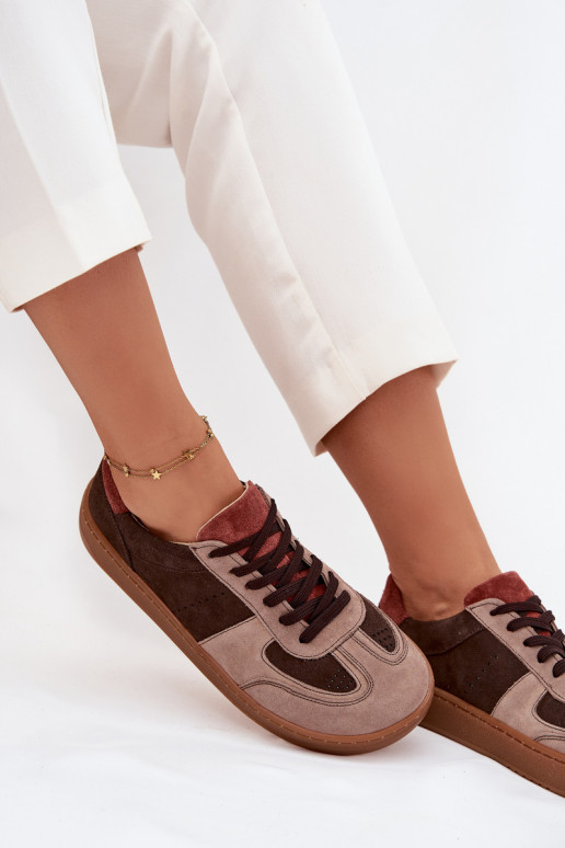 Leather Suede Barefoot Sneakers Women's Zazoo N1277 Brown Leather Suede Barefoot Sneakers Women's Zazoo N1277 Brown