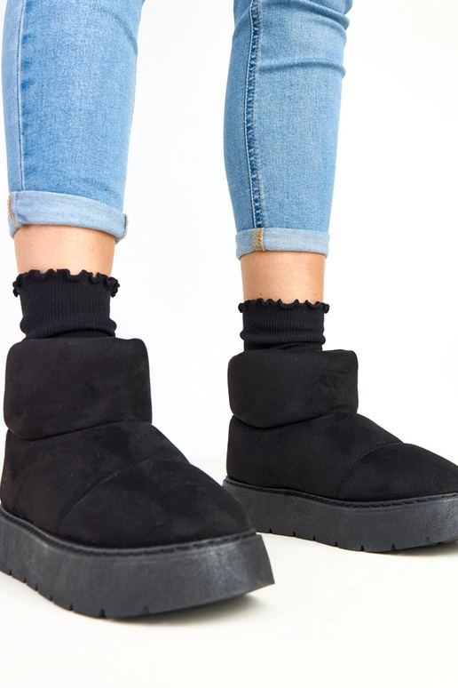 Czarne ocieplane śniegowce na...