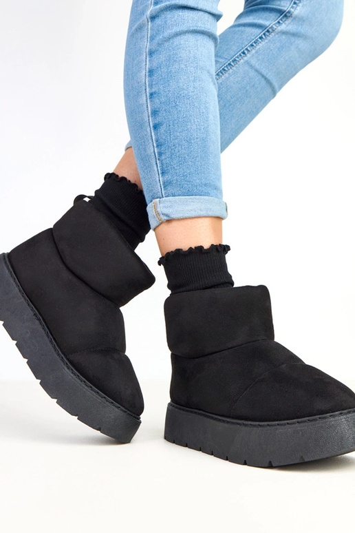 Czarne ocieplane śniegowce na...