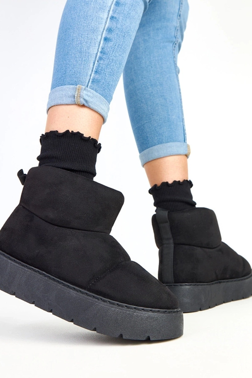 Czarne ocieplane śniegowce na...