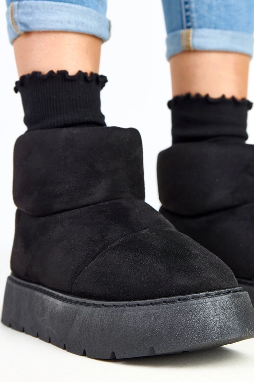 Czarne ocieplane śniegowce na...