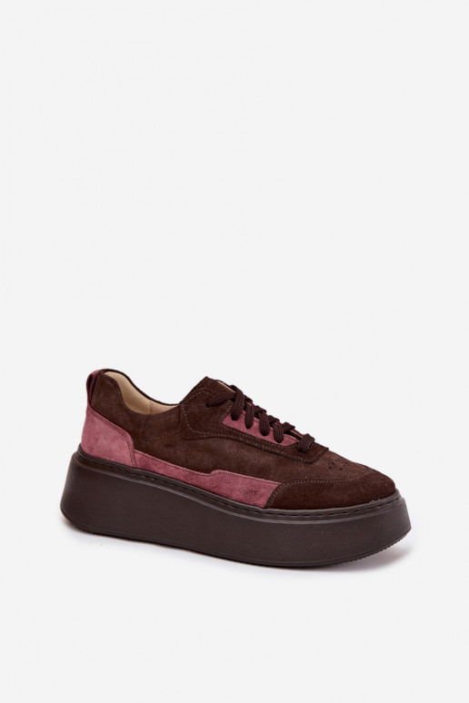Women's Sneakers Made of Genuine Suede on Platform Zazoo N1265S3 Chocolate Women's Sneakers Made of Genuine Suede on Platform Zazoo N1265S3 Chocolate