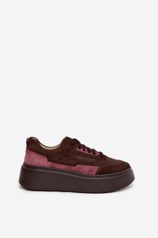Women's Sneakers Made of Genuine Suede on Platform Zazoo N1265S3 Chocolate Women's Sneakers Made of Genuine Suede on Platform Zazoo N1265S3 Chocolate
