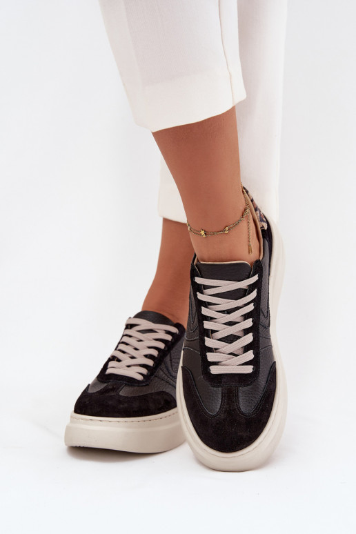 Leather Women's Sneakers On Platform Panterka Zazoo N1263 Black Leather Women's Sneakers On Platform Panterka Zazoo N1263 Black