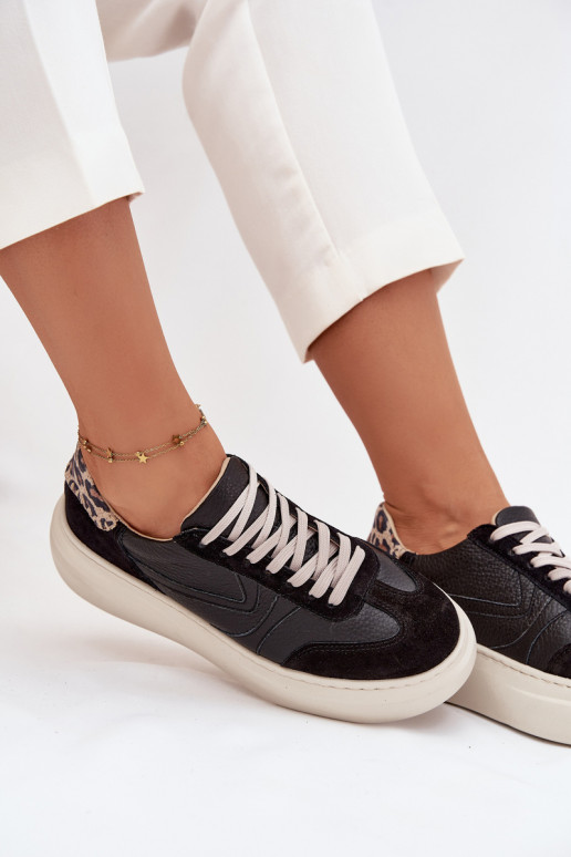 Leather Women's Sneakers On Platform Panterka Zazoo N1263 Black Leather Women's Sneakers On Platform Panterka Zazoo N1263 Black