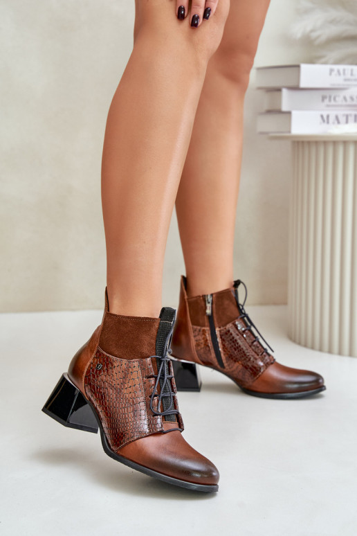 Zazoo 60503 Leather Ankle Boots Heeled Insulated Brown Zazoo 60503 Leather Ankle Boots Heeled Insulated Brown