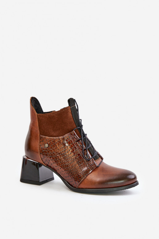 Zazoo 60503 Leather Ankle Boots Heeled Insulated Brown Zazoo 60503 Leather Ankle Boots Heeled Insulated Brown